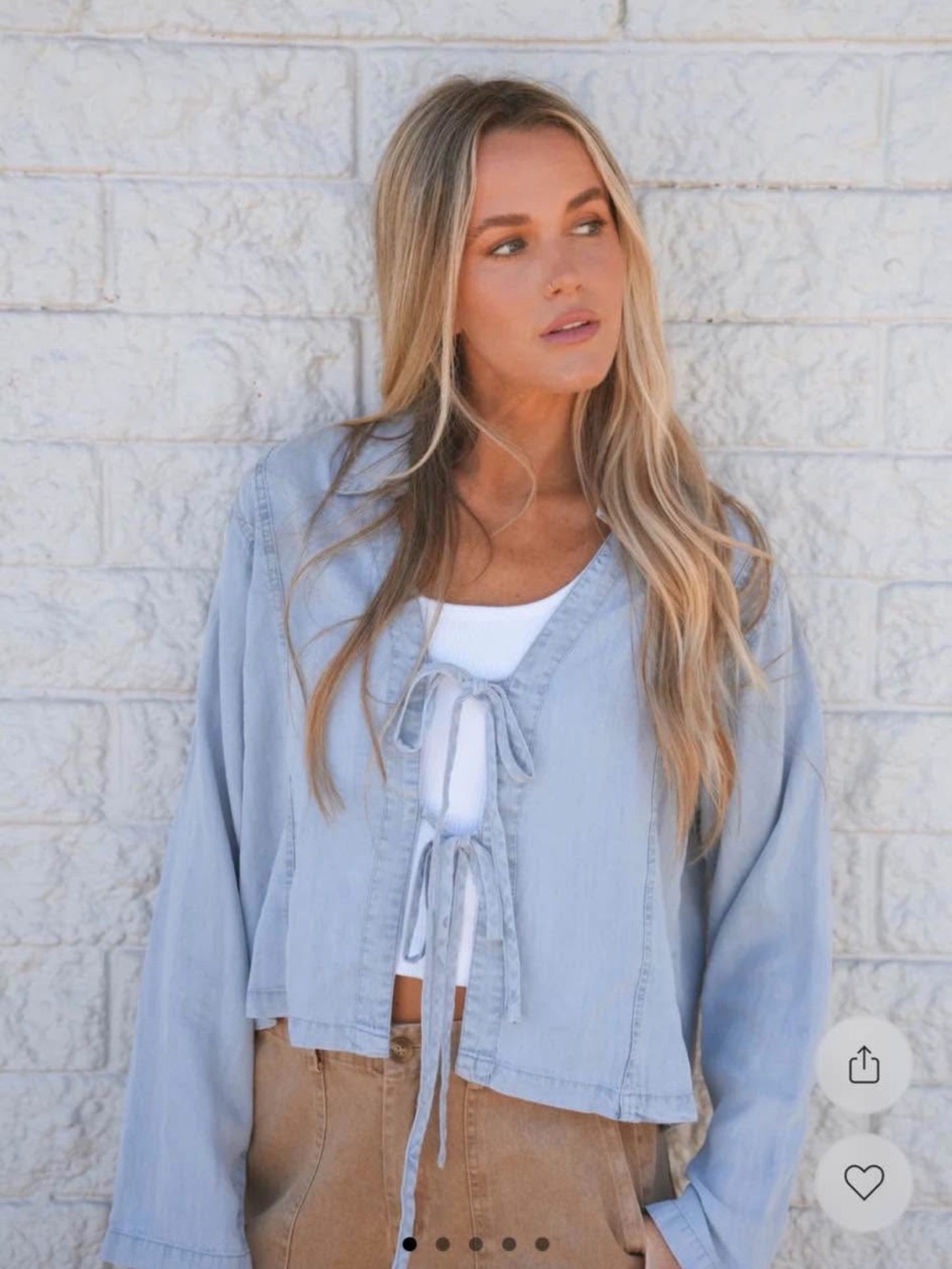Carly Jean Colleen Light Blue Women's Tie-Front Jacket